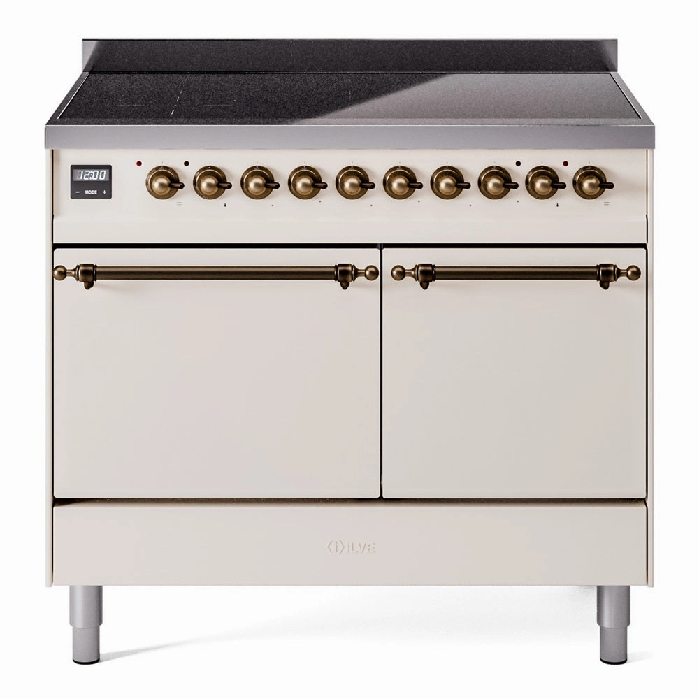 Ilve UPDI406QNMPAWB Nostalgie Ii 40 Inch Electric Freestanding Range In Antique White With Bronze Trim Freestanding Ranges freestanding dual fuel range 30 inch