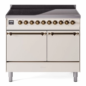 Ilve UPDI406QNMPAWB Nostalgie Ii 40 Inch Electric Freestanding Range In Antique White With Bronze Trim Freestanding Ranges freestanding dual fuel range 30 inch