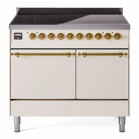 Ilve UPDI406QNMPAWG Nostalgie Ii 40 Inch Electric Freestanding Range In Antique White With Brass Trim Freestanding Ranges freestanding dual fuel range 30 inch