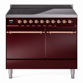 Ilve UPDI406QNMPBUP Nostalgie Ii 40 Inch Electric Freestanding Range In Burgundy With Copper Trim Freestanding Ranges freestanding dual fuel range 30 inch