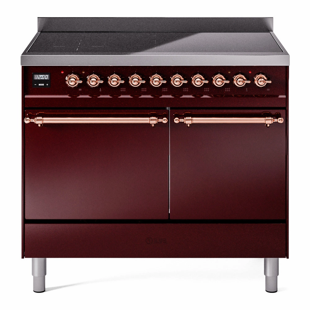Ilve UPDI406QNMPBUP Nostalgie Ii 40 Inch Electric Freestanding Range In Burgundy With Copper Trim Freestanding Ranges freestanding dual fuel range 30 inch