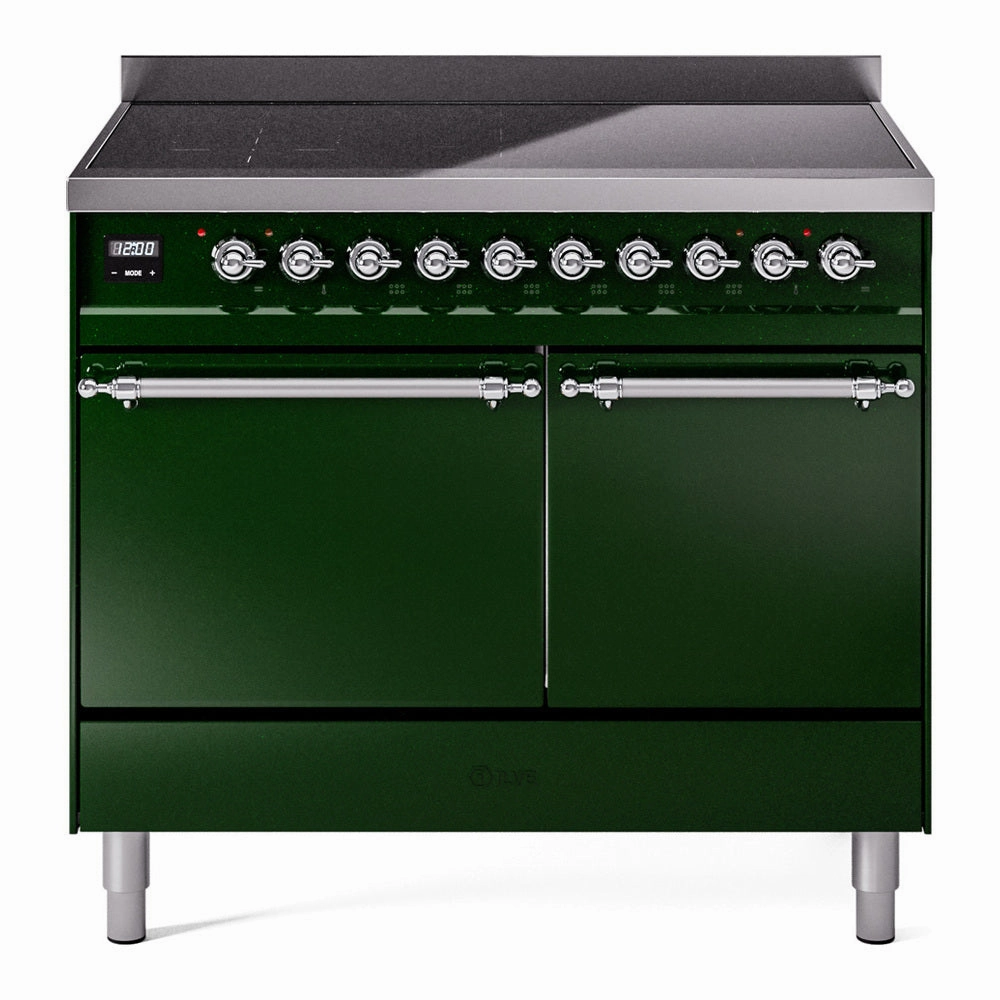 Ilve UPDI406QNMPEGC Nostalgie Ii 40 Inch Electric Freestanding Range In Emerald Green With Chrome Trim Freestanding Ranges freestanding dual fuel range 30 inch