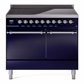 Ilve UPDI406QNMPMBC Nostalgie Ii 40 Inch Electric Freestanding Range In Blue With Chrome Trim Freestanding Ranges freestanding dual fuel range 30 inch
