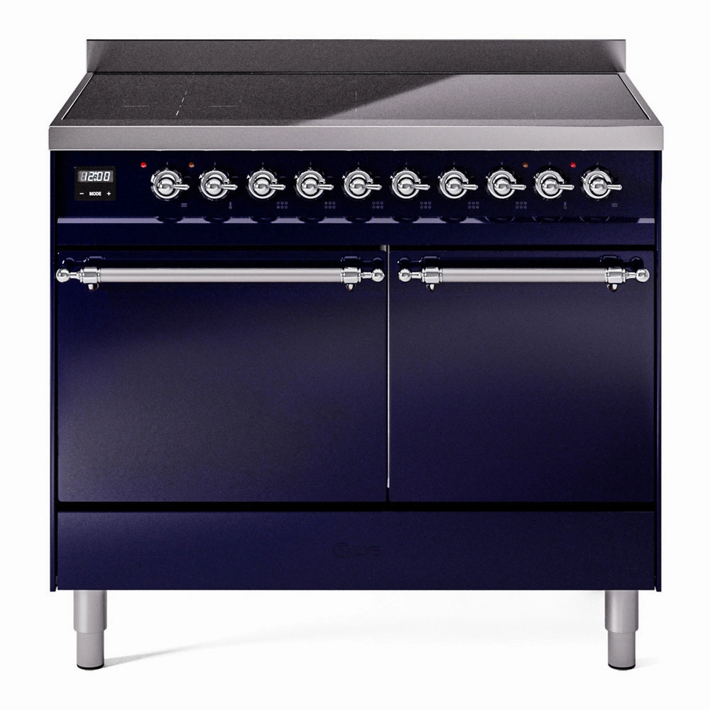 Ilve UPDI406QNMPMBC Nostalgie Ii 40 Inch Electric Freestanding Range In Blue With Chrome Trim Freestanding Ranges freestanding dual fuel range 30 inch