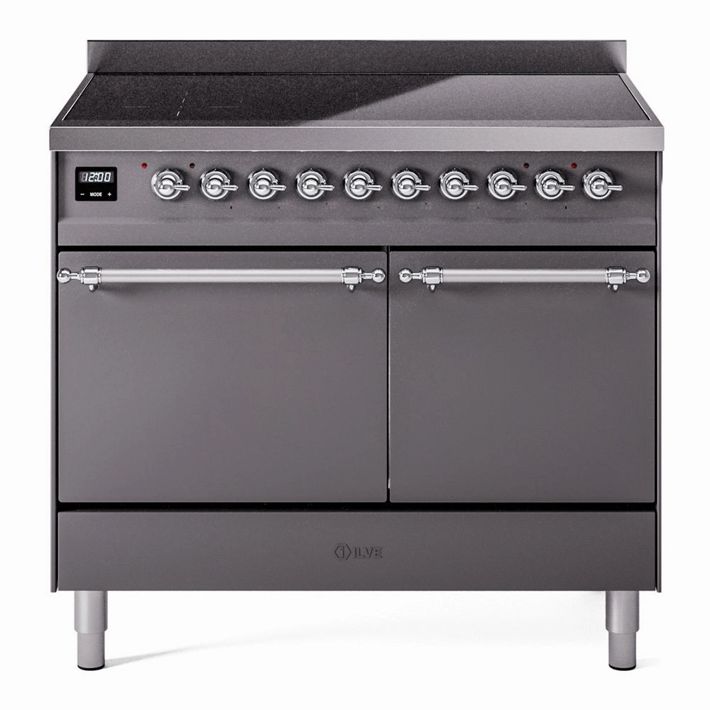 Ilve UPDI406QNMPMGC Nostalgie Ii 40 Inch Electric Freestanding Range In Matte Graphite With Chrome Trim Freestanding Ranges freestanding dual fuel range 30 inch
