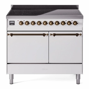 Ilve UPDI406QNMPWHB Nostalgie Ii 40 Inch Electric Freestanding Range In White With Bronze Trim Freestanding Ranges freestanding dual fuel range 30 inch