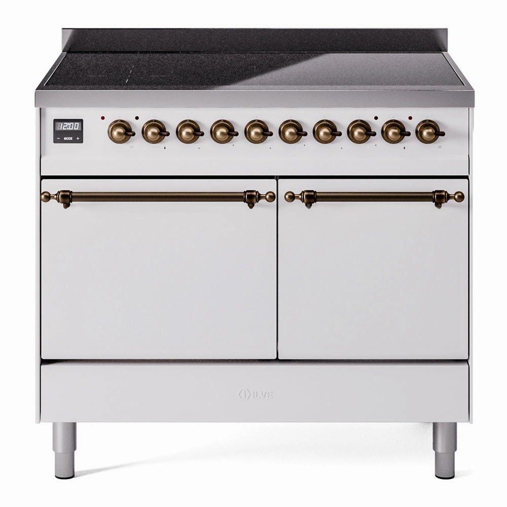 Ilve UPDI406QNMPWHB Nostalgie Ii 40 Inch Electric Freestanding Range In White With Bronze Trim Freestanding Ranges freestanding dual fuel range 30 inch