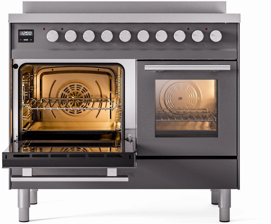 Ilve UPDI406WMPMG Professional Plus Ii 40 Inch Electric Freestanding Range In Matte Graphite With Trim