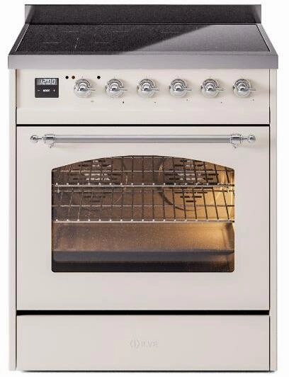 Ilve UPI304NMPAWB Nostalgie Ii 30 Inch Electric Freestanding Range In Antique White With Bronze Trim Freestanding Ranges freestanding dual fuel range 30 inch