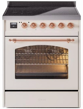 Ilve UPI304NMPAWP Nostalgie Ii 30 Inch Electric Freestanding Range In Antique White With Copper Trim Freestanding Ranges freestanding dual fuel range 30 inch