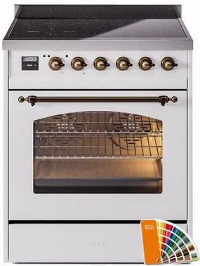Ilve UPI304NMPRAB Nostalgie Ii 30 Inch Electric Freestanding Range In Ral Custom Color With Bronze Trim Freestanding Ranges freestanding dual fuel range 30 inch