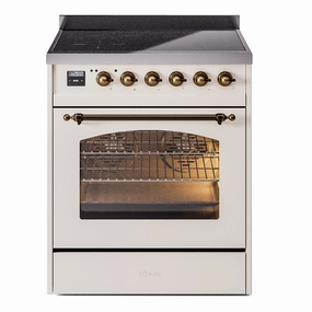 Ilve UPI304QNMPAWB Nostalgie Ii 30 Inch Electric Freestanding Range In Antique White With Bronze Trim Freestanding Ranges freestanding dual fuel range 30 inch