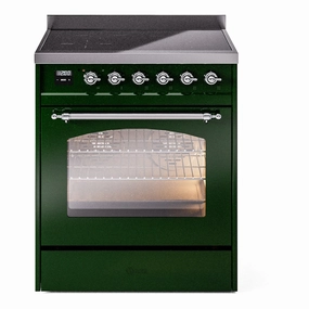 Ilve UPI304QNMPEGC Nostalgie Ii 30 Inch Electric Freestanding Range In Emerald Green With Chrome Trim Freestanding Ranges freestanding dual fuel range 30 inch