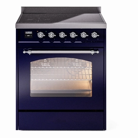 Ilve UPI304QNMPMBC Nostalgie Ii 30 Inch Electric Freestanding Range In Blue With Chrome Trim Freestanding Ranges freestanding dual fuel range 30 inch