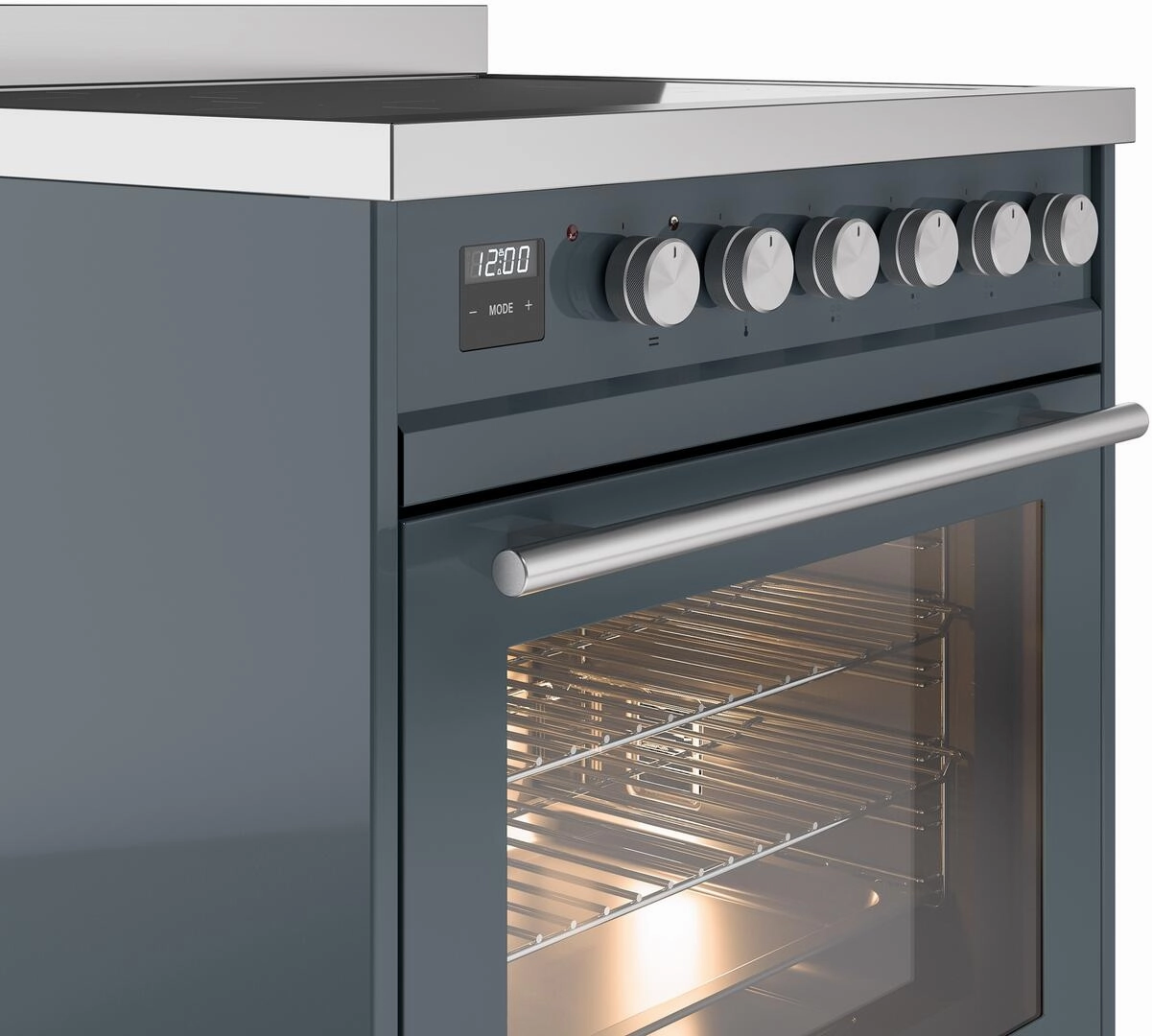Ilve UPI304WMPBG Professional Plus Ii 30 Inch Electric Freestanding Range In Blue Grey With Trim