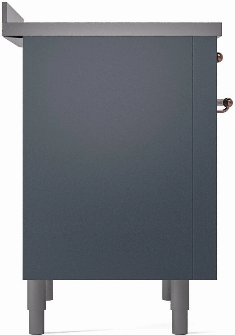 Ilve UPI366NMPBGP Nostalgie Ii 36 Inch Electric Freestanding Range In Blue Grey With Copper Trim