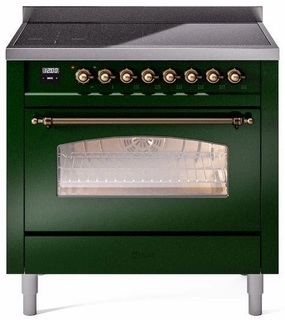 Ilve UPI366NMPEGB Nostalgie Ii 36 Inch Electric Freestanding Range In Emerald Green With Bronze Trim Freestanding Ranges freestanding dual fuel range 30 inch