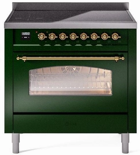 Ilve UPI366NMPEGG Nostalgie Ii 36 Inch Electric Freestanding Range In Emerald Green With Brass Trim Freestanding Ranges freestanding dual fuel range 30 inch