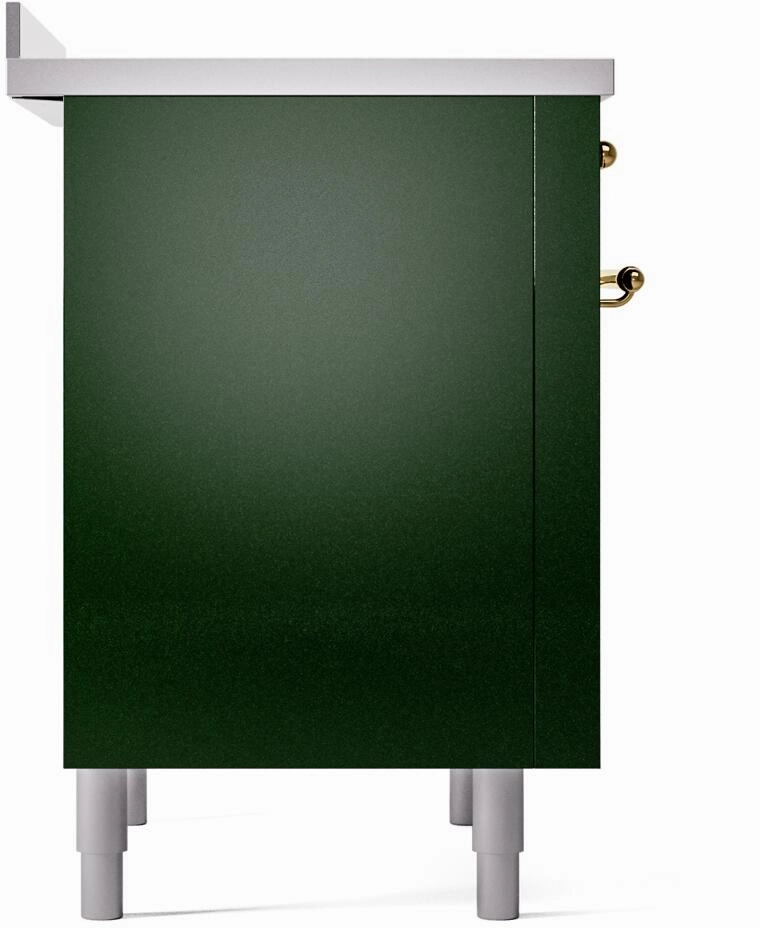 Ilve UPI366NMPEGG Nostalgie Ii 36 Inch Electric Freestanding Range In Emerald Green With Brass Trim