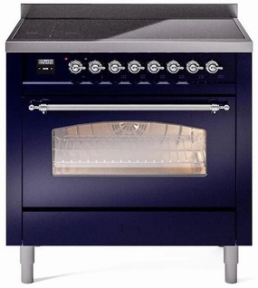 Ilve UPI366NMPMBC Nostalgie Ii 36 Inch Electric Freestanding Range In Blue With Chrome Trim Freestanding Ranges freestanding dual fuel range 30 inch