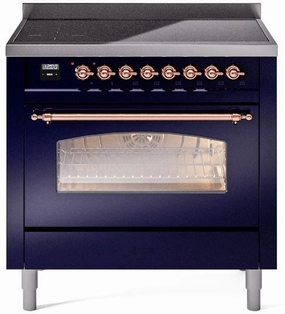 Ilve UPI366NMPMBP Nostalgie Ii 36 Inch Electric Freestanding Range In Blue With Copper Trim Freestanding Ranges freestanding dual fuel range 30 inch