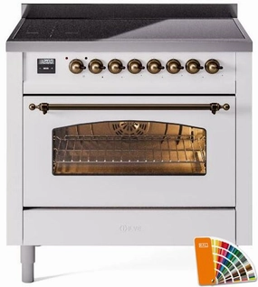 Ilve UPI366NMPRAB Nostalgie Ii 36 Inch Electric Freestanding Range In Ral Custom Color With Bronze Trim Freestanding Ranges freestanding dual fuel range 30 inch