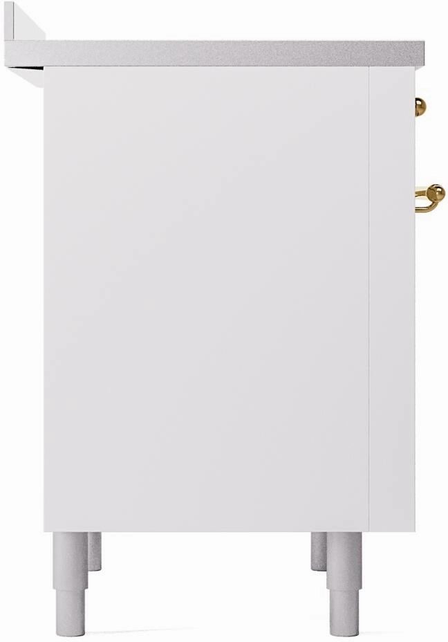 Ilve UPI366NMPWHG Nostalgie Ii 36 Inch Electric Freestanding Range In White With Brass Trim