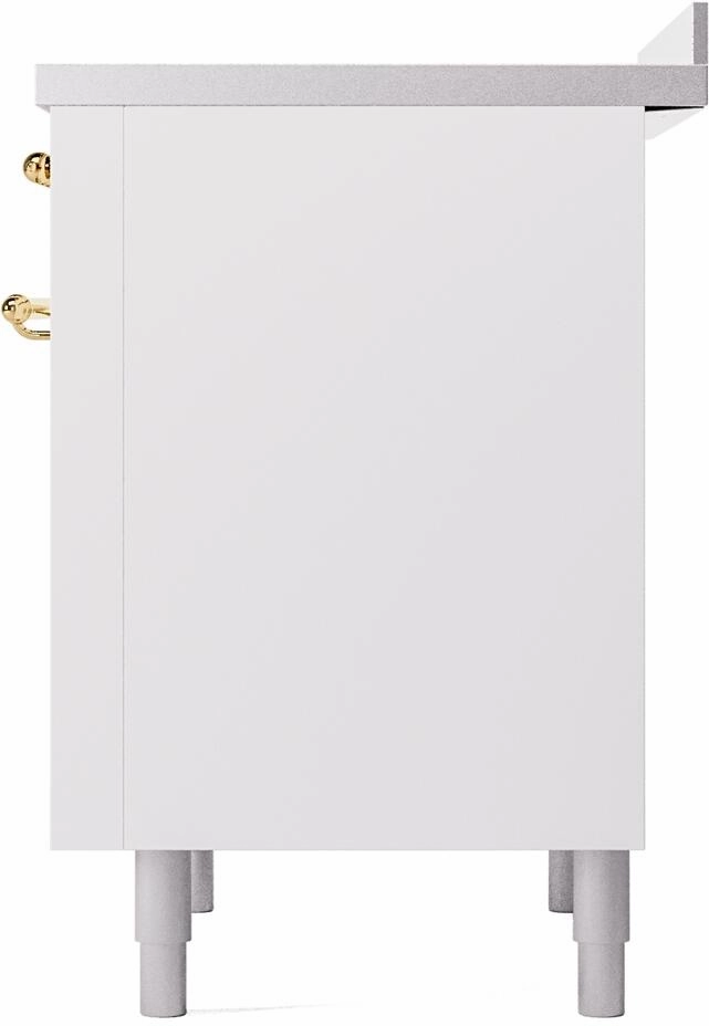 Ilve UPI366NMPWHG Nostalgie Ii 36 Inch Electric Freestanding Range In White With Brass Trim