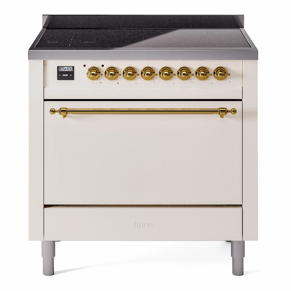 Ilve UPI366QNMPAWG Nostalgie Ii 36 Inch Electric Freestanding Range In Antique White With Brass Trim Freestanding Ranges freestanding dual fuel range 30 inch