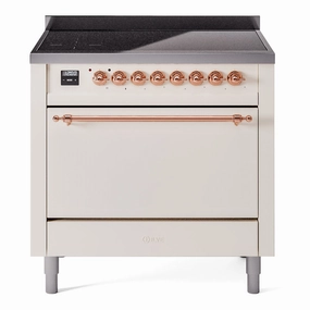 Ilve UPI366QNMPAWP Nostalgie Ii 36 Inch Electric Freestanding Range In Antique White With Copper Trim Freestanding Ranges freestanding dual fuel range 30 inch