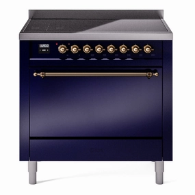 Ilve UPI366QNMPMBB Nostalgie Ii 36 Inch Electric Freestanding Range In Blue With Bronze Trim Freestanding Ranges freestanding dual fuel range 30 inch