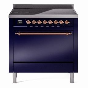 Ilve UPI366QNMPMBP Nostalgie Ii 36 Inch Electric Freestanding Range In Blue With Copper Trim Freestanding Ranges freestanding dual fuel range 30 inch