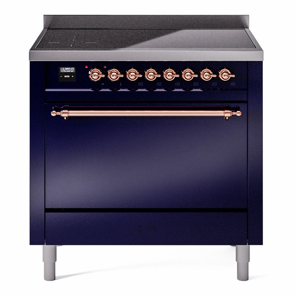 Ilve UPI366QNMPMBP Nostalgie Ii 36 Inch Electric Freestanding Range In Blue With Copper Trim Freestanding Ranges freestanding dual fuel range 30 inch