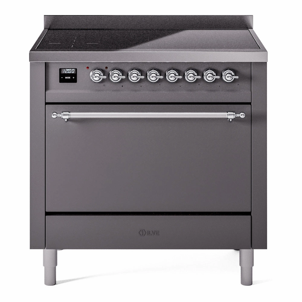 Ilve UPI366QNMPMGC Nostalgie Ii 36 Inch Electric Freestanding Range In Matte Graphite With Chrome Trim Freestanding Ranges freestanding dual fuel range 30 inch
