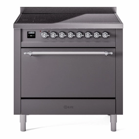 Ilve UPI366QNMPMGC Nostalgie Ii 36 Inch Electric Freestanding Range In Matte Graphite With Chrome Trim Freestanding Ranges freestanding dual fuel range 30 inch
