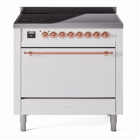 Ilve UPI366QNMPWHP Nostalgie Ii 36 Inch Electric Freestanding Range In White With Copper Trim Freestanding Ranges freestanding dual fuel range 30 inch