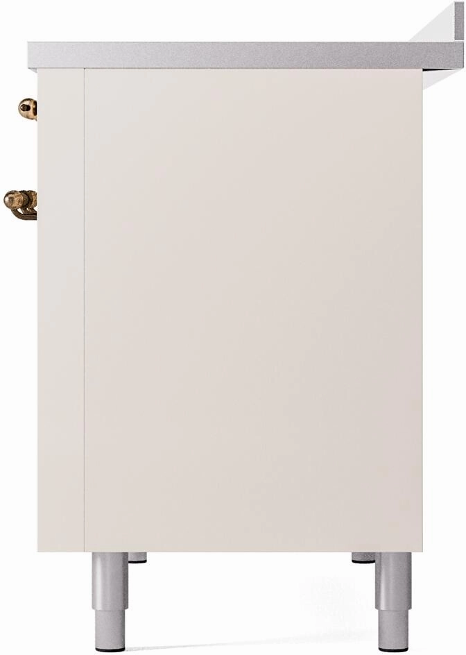 Ilve UPI486NMPAWB Nostalgie Ii 48 Inch Electric Freestanding Range In Antique White With Bronze Trim