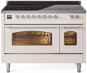 Ilve UPI486NMPAWC Nostalgie Ii 48 Inch Electric Freestanding Range In Antique White With Chrome Trim Freestanding Ranges freestanding dual fuel range 30 inch