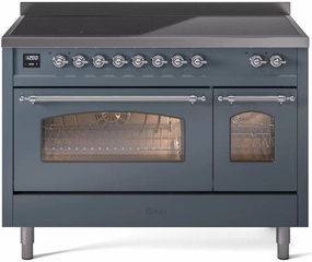 Ilve UPI486NMPBGC Nostalgie Ii 48 Inch Electric Freestanding Range In Blue Grey With Chrome Trim Freestanding Ranges freestanding dual fuel range 30 inch