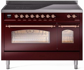 Ilve UPI486NMPBUP Nostalgie Ii 48 Inch Electric Freestanding Range In Burgundy With Copper Trim Freestanding Ranges freestanding dual fuel range 30 inch