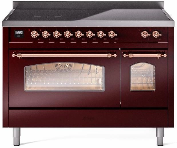 Ilve UPI486NMPBUP Nostalgie Ii 48 Inch Electric Freestanding Range In Burgundy With Copper Trim Freestanding Ranges freestanding dual fuel range 30 inch
