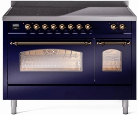Ilve UPI486NMPMBB Nostalgie Ii 48 Inch Electric Freestanding Range In Blue With Bronze Trim Freestanding Ranges freestanding dual fuel range 30 inch