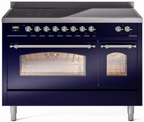 Ilve UPI486NMPMBC Nostalgie Ii 48 Inch Electric Freestanding Range In Blue With Chrome Trim Freestanding Ranges freestanding dual fuel range 30 inch