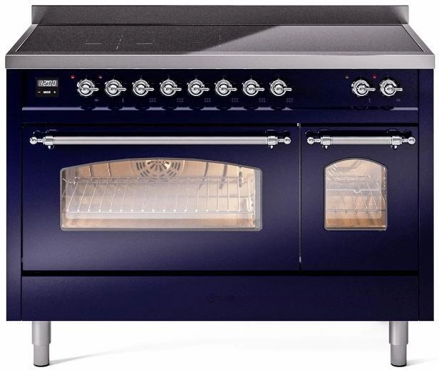 Ilve UPI486NMPMBC Nostalgie Ii 48 Inch Electric Freestanding Range In Blue With Chrome Trim Freestanding Ranges freestanding dual fuel range 30 inch