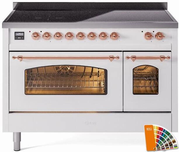 Ilve UPI486NMPRAP Nostalgie Ii 48 Inch Electric Freestanding Range In Ral Custom Color With Copper Trim Freestanding Ranges freestanding dual fuel range 30 inch