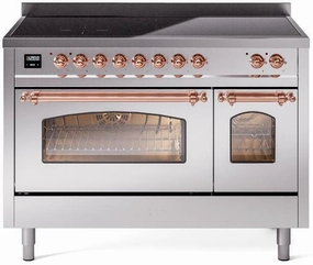 Ilve UPI486NMPSSP Nostalgie Ii 48 Inch Electric Freestanding Range In Stainless Steel With Copper Trim Freestanding Ranges freestanding dual fuel range 30 inch
