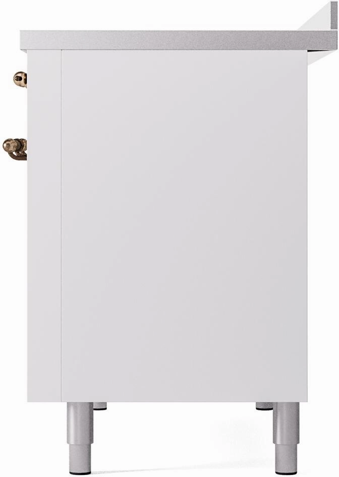 Ilve UPI486NMPWHB Nostalgie Ii 48 Inch Electric Freestanding Range In White With Bronze Trim