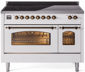 Ilve UPI486NMPWHB Nostalgie Ii 48 Inch Electric Freestanding Range In White With Bronze Trim Freestanding Ranges freestanding dual fuel range 30 inch