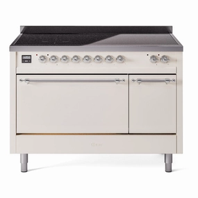 Ilve UPI486QNMPAWC Nostalgie Ii 48 Inch Electric Freestanding Range In Antique White With Chrome Trim Freestanding Ranges freestanding dual fuel range 30 inch