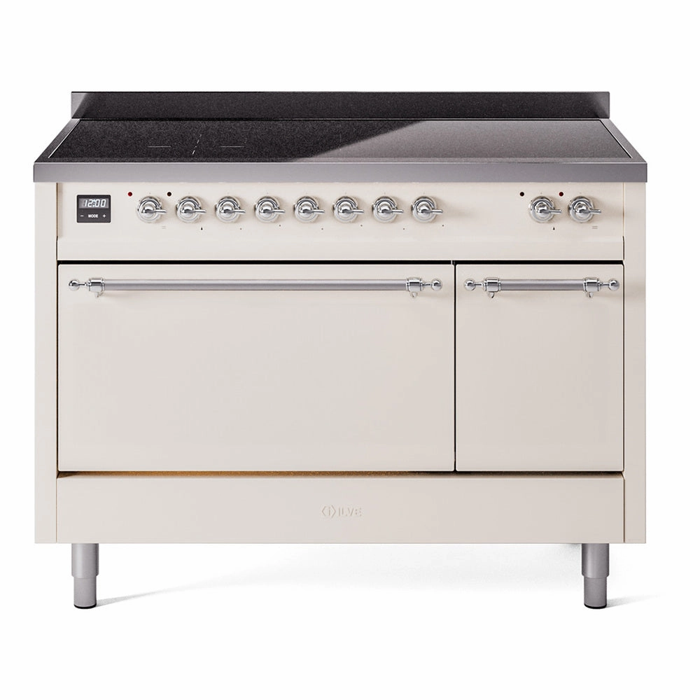 Ilve UPI486QNMPAWC Nostalgie Ii 48 Inch Electric Freestanding Range In Antique White With Chrome Trim Freestanding Ranges freestanding dual fuel range 30 inch